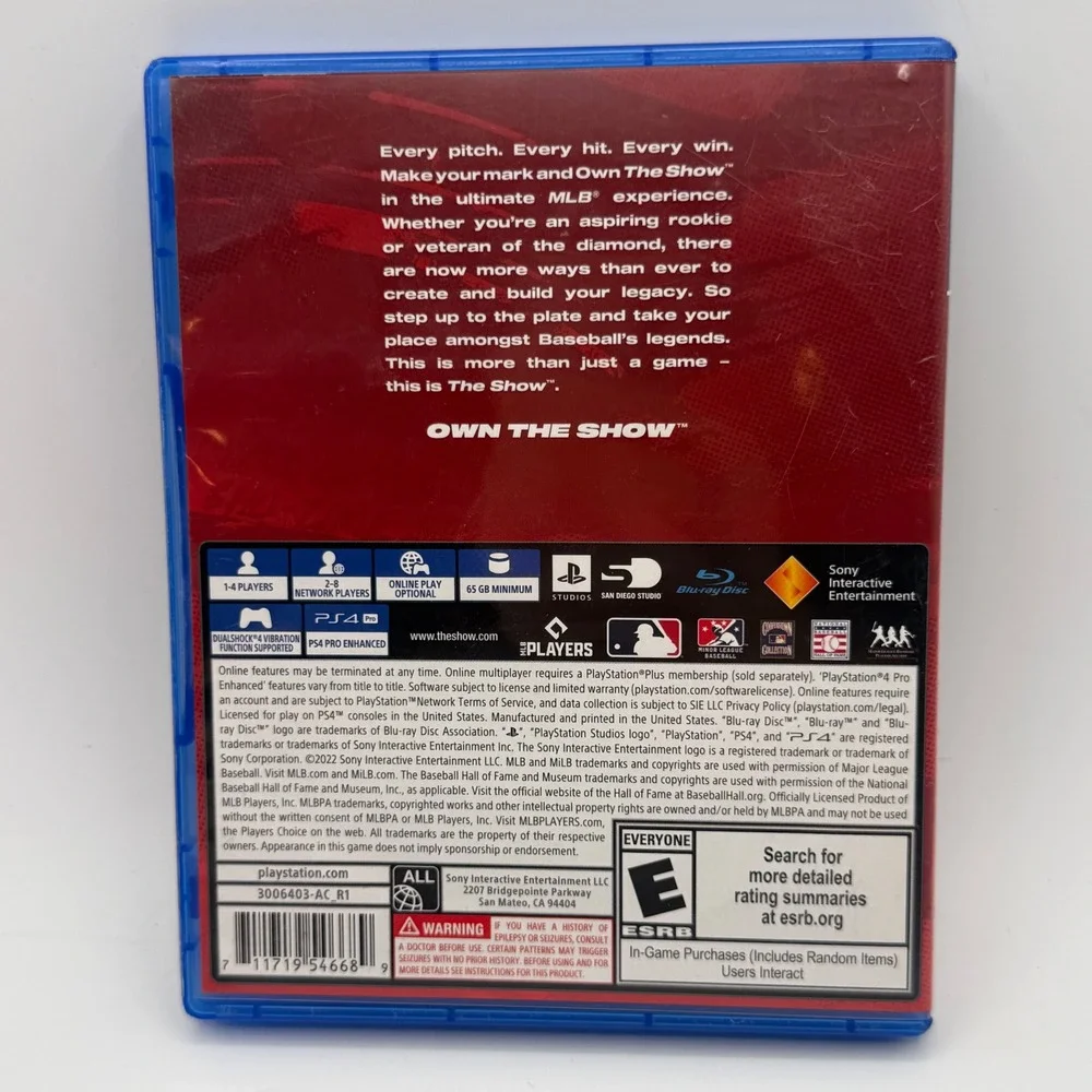 Sony MLB The Show 22 PS4 One Size Red Excellent Shohei Ohtani Baseball Game